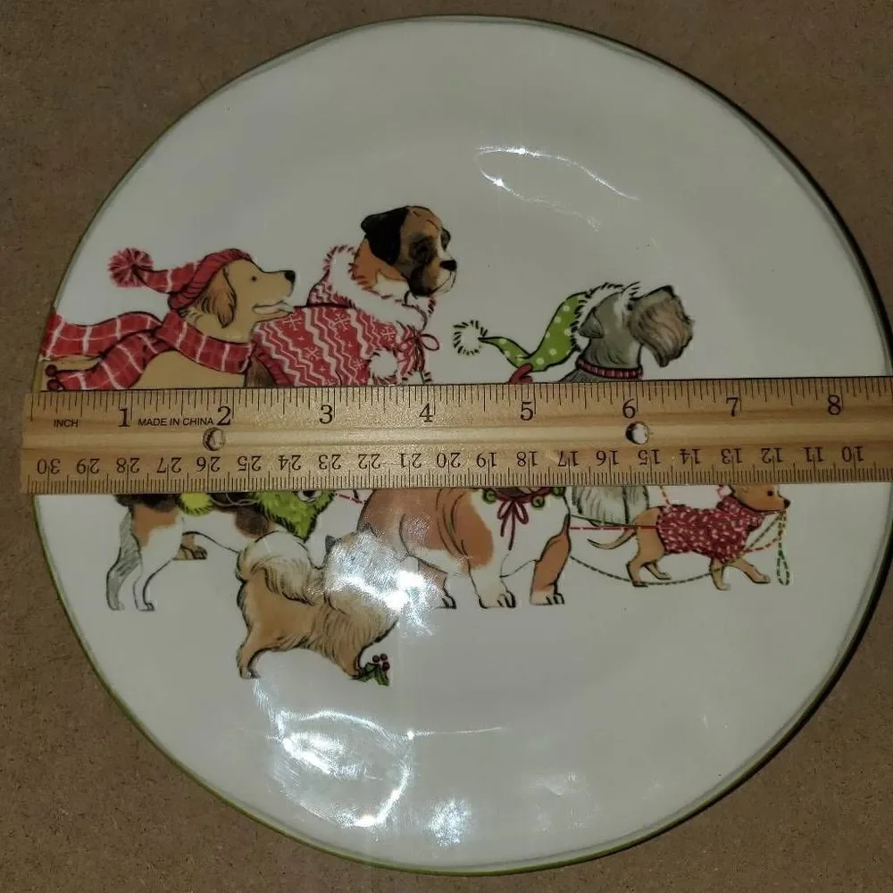 Pier 1 Imports Park Avenue Puppies Handpainted Ironstone Holiday Serving Plate